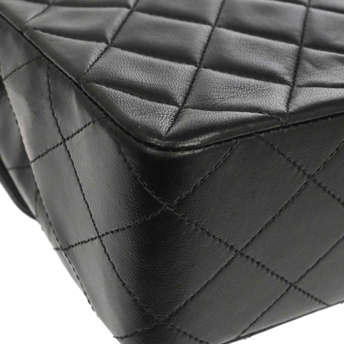 Chanel Black Lambskin Classic Square Flap Shoulder Bag 20