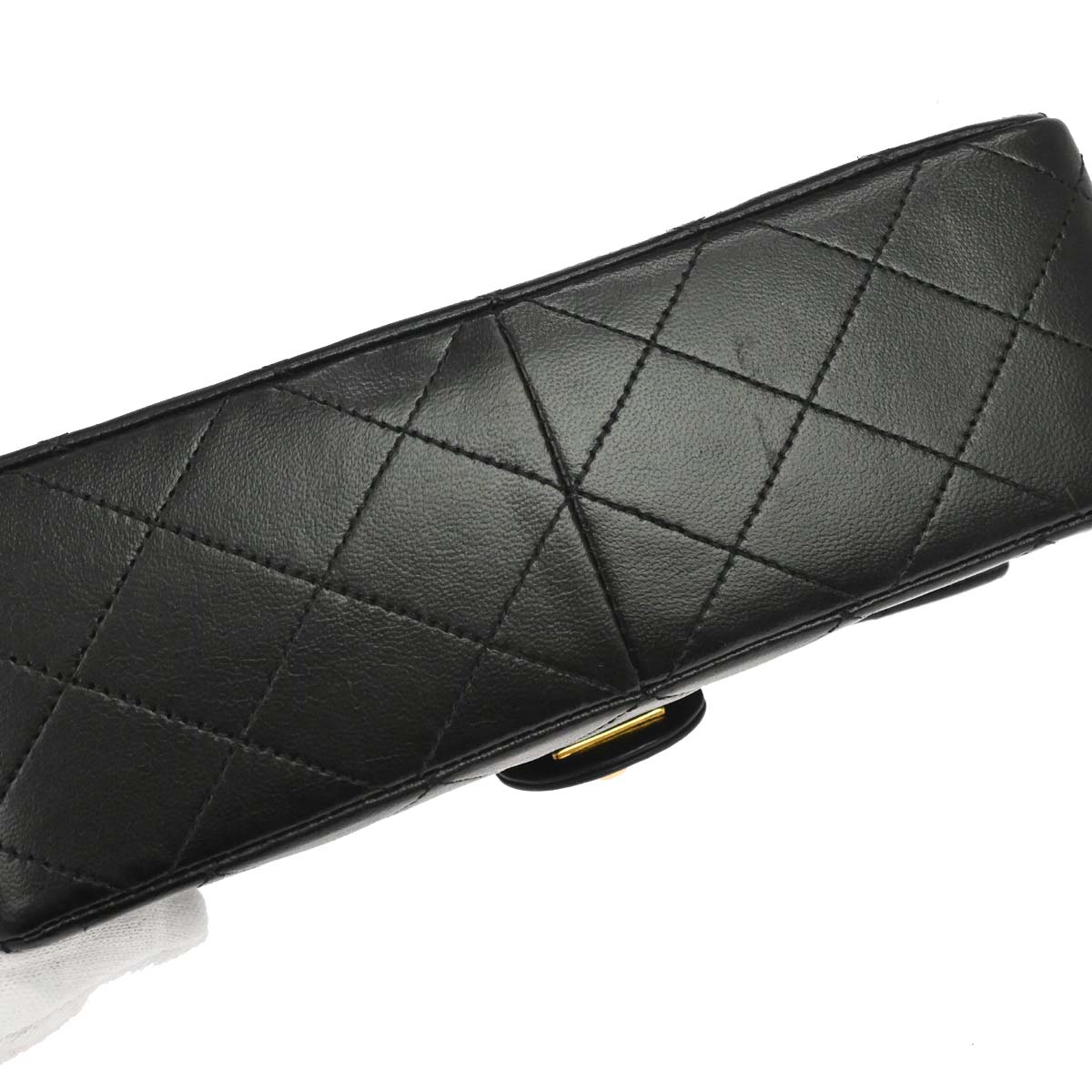 Chanel Black Lambskin Classic Square Flap Shoulder Bag 20