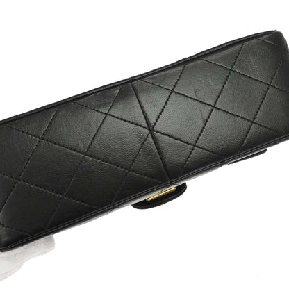 Chanel Black Lambskin Classic Square Flap Shoulder Bag 20