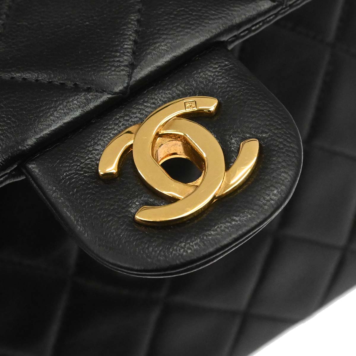 Chanel Black Lambskin Classic Square Flap Shoulder Bag 20