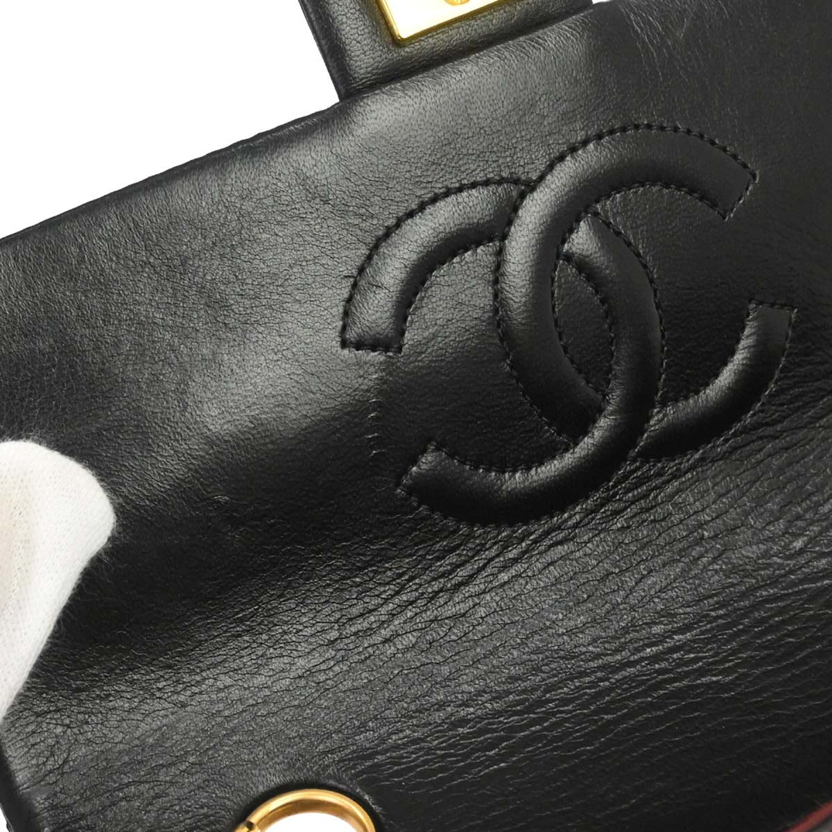 Chanel Black Lambskin Classic Square Flap Shoulder Bag 20