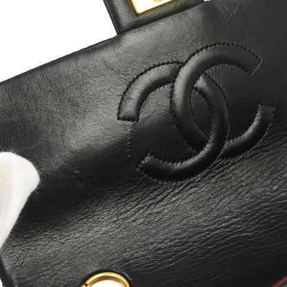 Chanel Black Lambskin Classic Square Flap Shoulder Bag 20