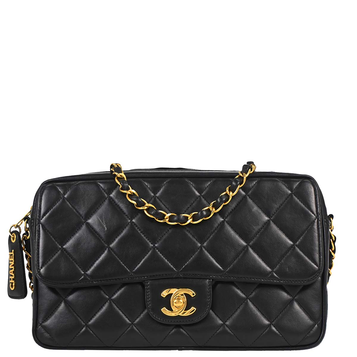 Chanel 1996-1997 Black Lambskin Camera Bag Medium