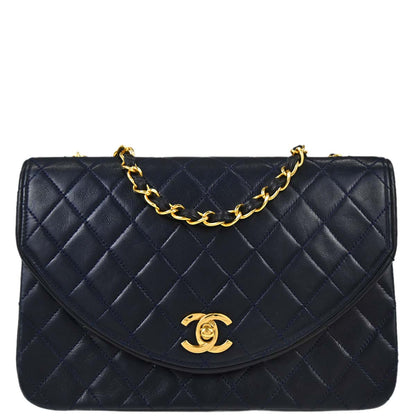 Chanel 1986-1988 Navy Lambskin Shoulder Bag