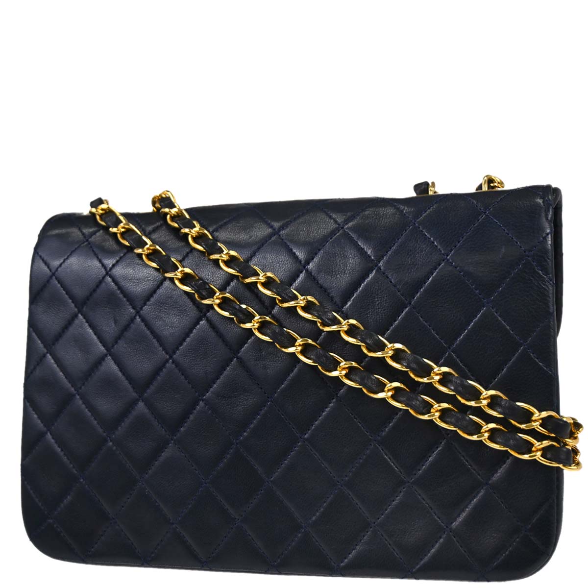 Chanel 1986-1988 Navy Lambskin Shoulder Bag