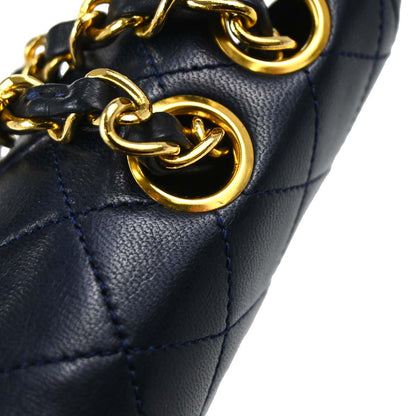 Chanel 1986-1988 Navy Lambskin Shoulder Bag
