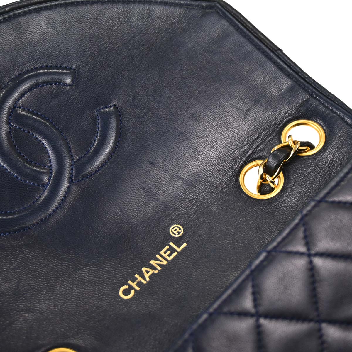 Chanel 1986-1988 Navy Lambskin Shoulder Bag