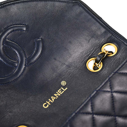 Chanel 1986-1988 Navy Lambskin Shoulder Bag