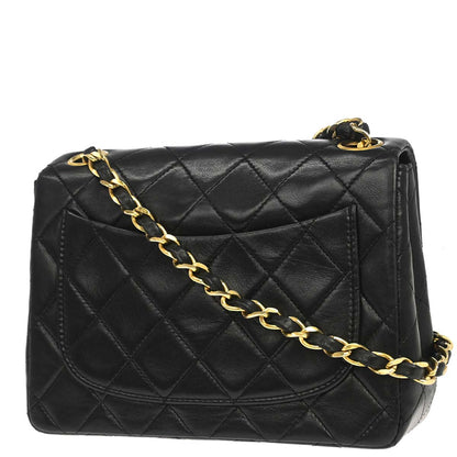 Chanel 1989-1991 Black Lambskin Mini Classic Square Flap Shoulder Bag 17