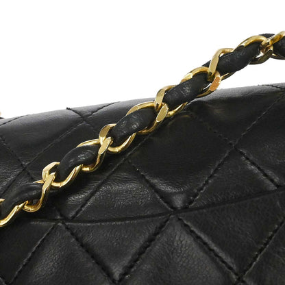 Chanel 1989-1991 Black Lambskin Mini Classic Square Flap Shoulder Bag 17