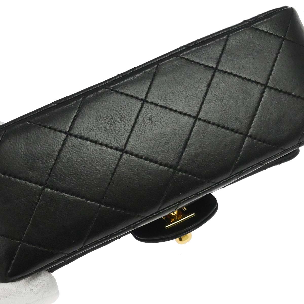 Chanel 1989-1991 Black Lambskin Mini Classic Square Flap Shoulder Bag 17