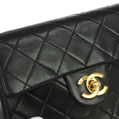 Chanel 1989-1991 Black Lambskin Mini Classic Square Flap Shoulder Bag 17