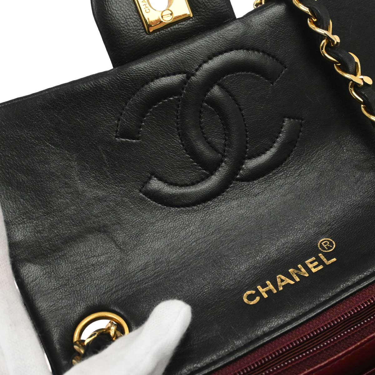 Chanel 1989-1991 Black Lambskin Mini Classic Square Flap Shoulder Bag 17