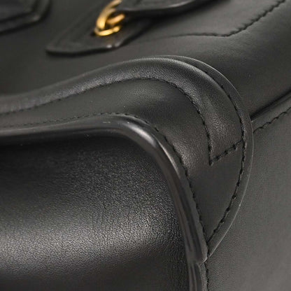 Celine Black Leather Nano Luggage 2way Shoulder Tote Bag