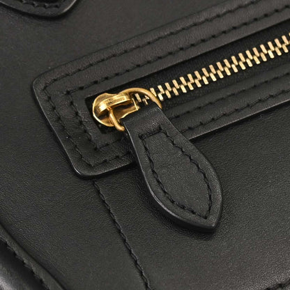 Celine Black Leather Nano Luggage 2way Shoulder Tote Bag