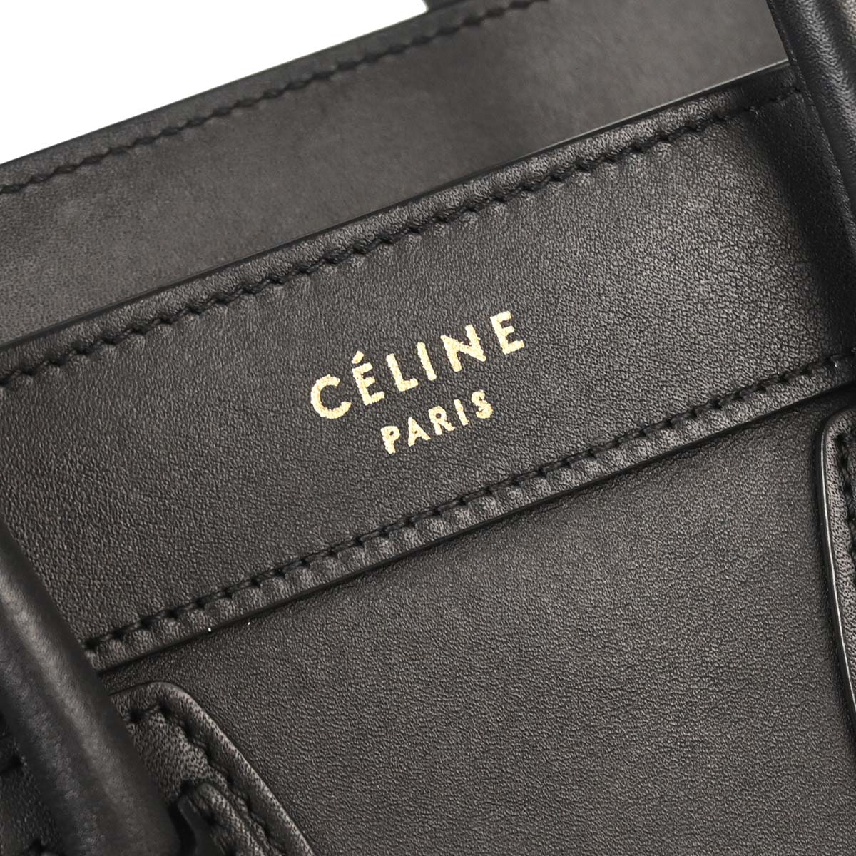 Celine Black Leather Nano Luggage 2way Shoulder Tote Bag
