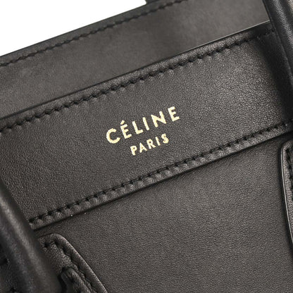 Celine Black Leather Nano Luggage 2way Shoulder Tote Bag