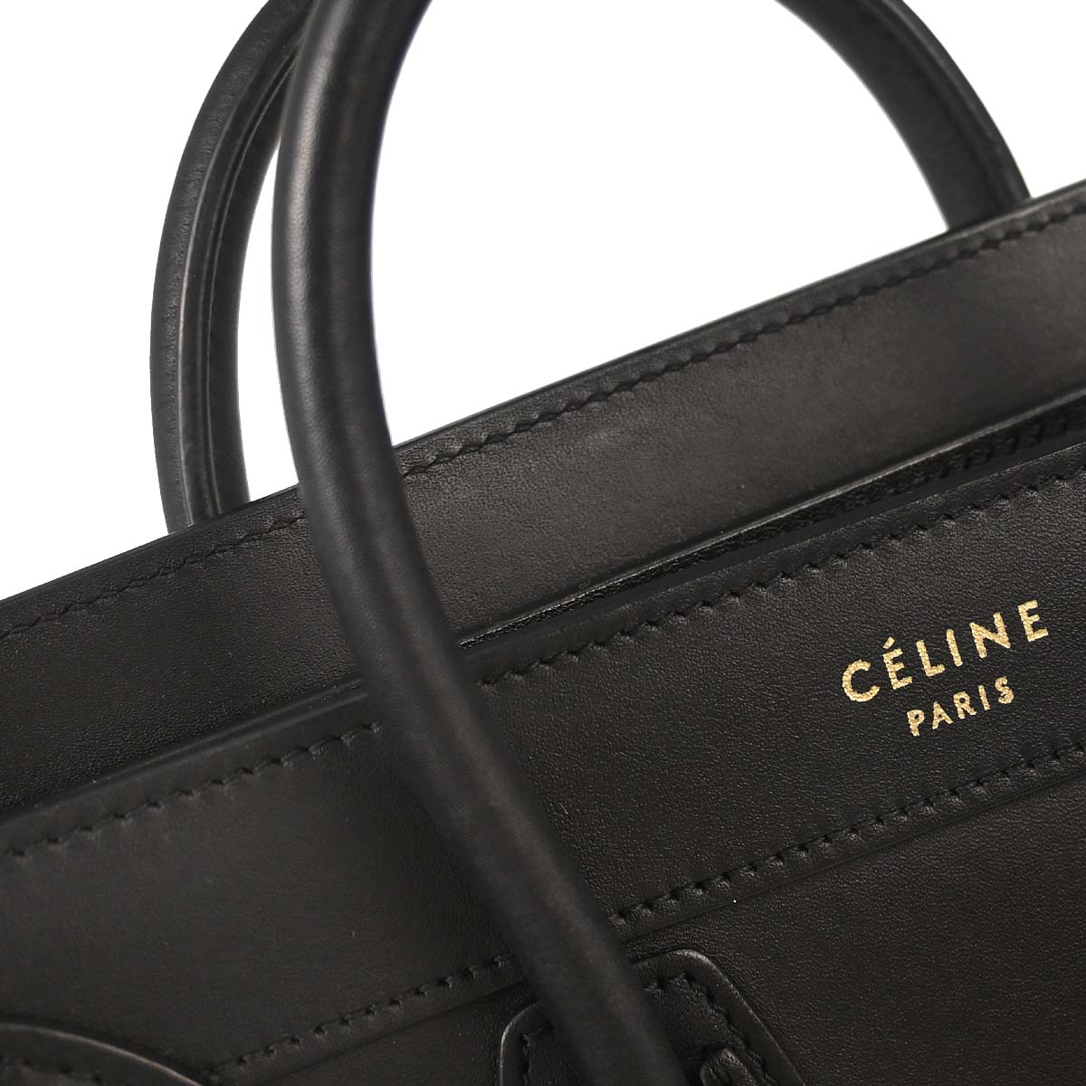 Celine Black Leather Nano Luggage 2way Shoulder Tote Bag