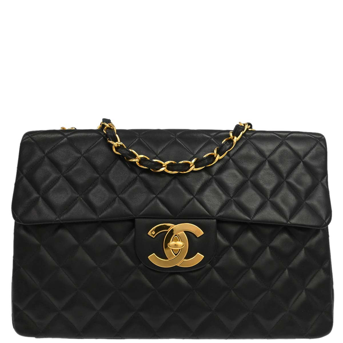 Chanel Black Lambskin Maxi Classic Flap Shoulder Bag