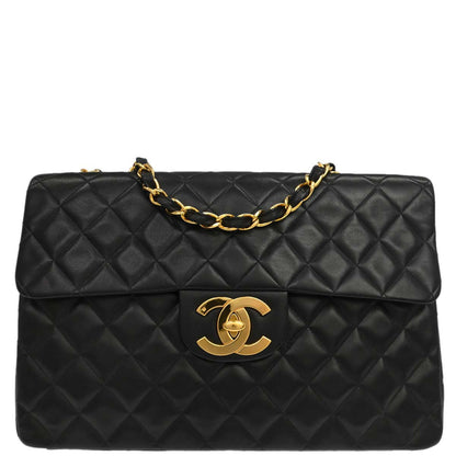 Chanel Black Lambskin Maxi Classic Flap Shoulder Bag