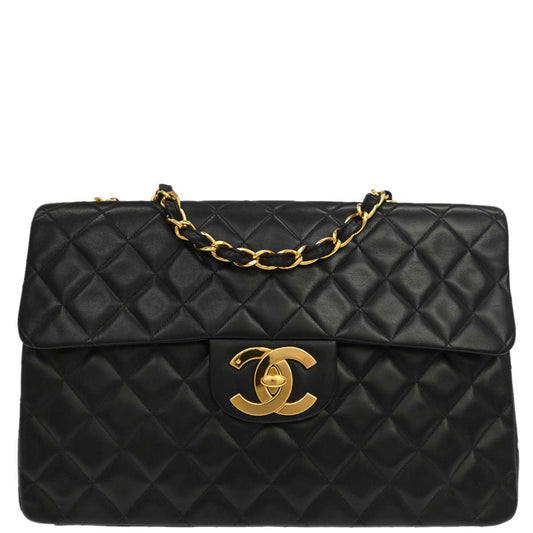 Chanel Black Lambskin Maxi Classic Flap Shoulder Bag