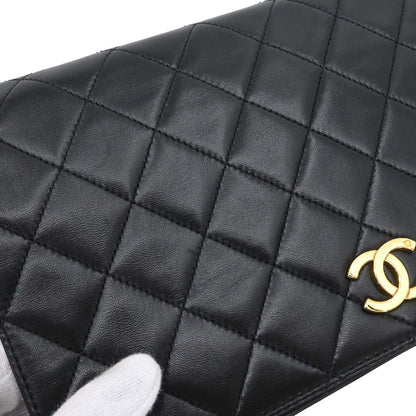 Chanel 1997-1999 Black Lambskin Pushlock Small Full Flap Shoulder Bag