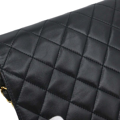 Chanel 1997-1999 Black Lambskin Pushlock Small Full Flap Shoulder Bag