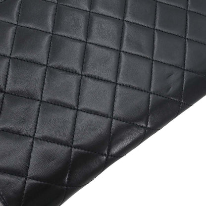 Chanel 1997-1999 Black Lambskin Pushlock Small Full Flap Shoulder Bag