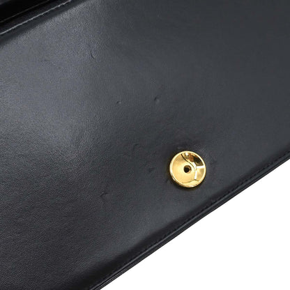 Chanel 1997-1999 Black Lambskin Pushlock Small Full Flap Shoulder Bag