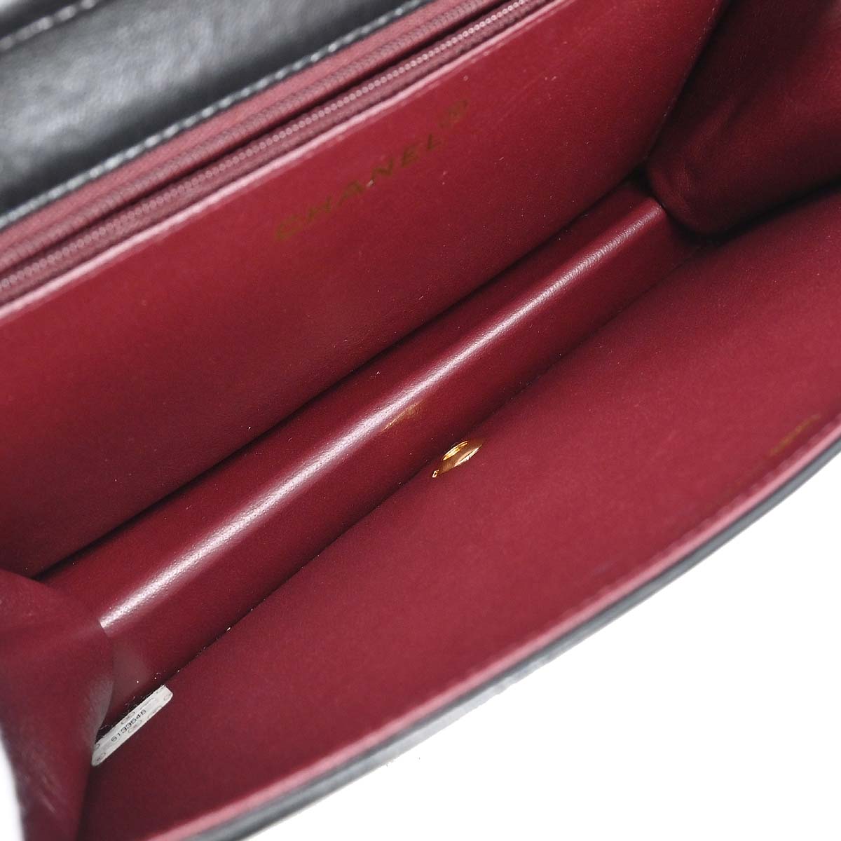 Chanel 1997-1999 Black Lambskin Pushlock Small Full Flap Shoulder Bag