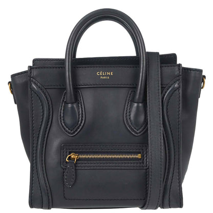 Celine Navy Leather Nano Luggage 2way Shoulder Tote Bag