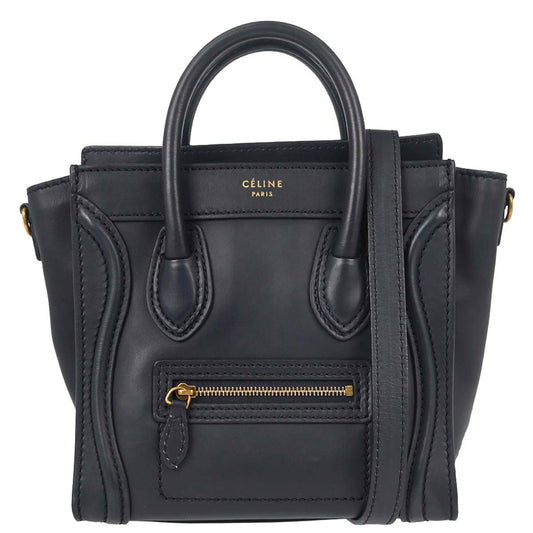 Celine Navy Leather Nano Luggage 2way Shoulder Tote Bag