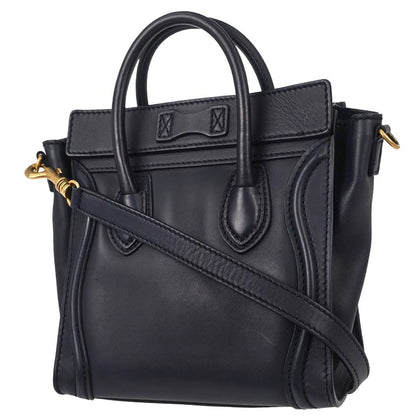 Celine Navy Leather Nano Luggage 2way Shoulder Tote Bag