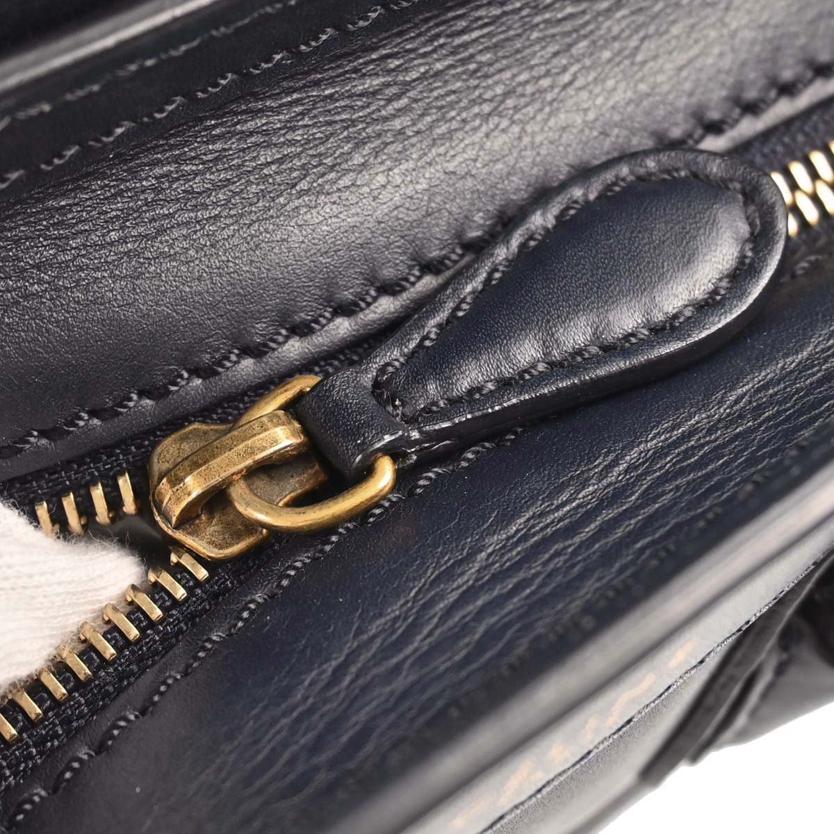 Celine Navy Leather Nano Luggage 2way Shoulder Tote Bag