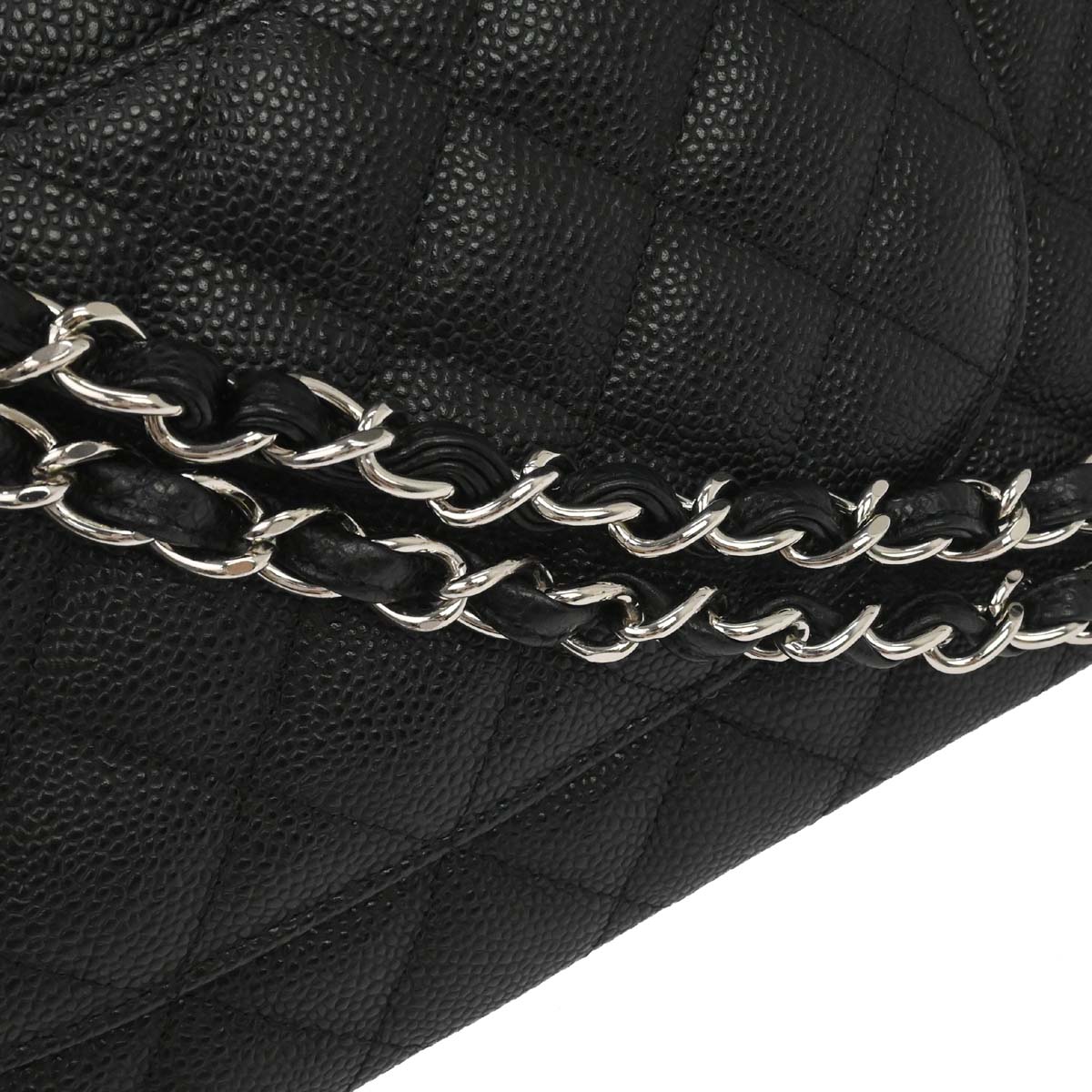 Chanel Black Caviar Skin Jumbo Classic Double Flap Shoulder Bag