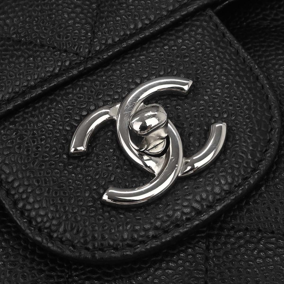 Chanel Black Caviar Skin Jumbo Classic Double Flap Shoulder Bag