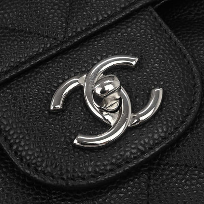 Chanel Black Caviar Skin Jumbo Classic Double Flap Shoulder Bag