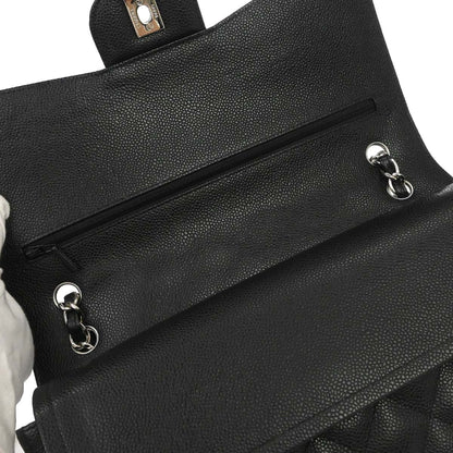 Chanel Black Caviar Skin Jumbo Classic Double Flap Shoulder Bag