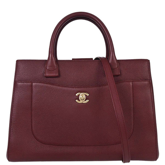 Chanel Bordeaux Calfskin Neo Executive Cerf Tote 2way Shoulder Handbag