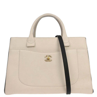 Chanel 2017-2018 Beige Calfskin Executive Cerf Tote 2way Shoulder Handbag