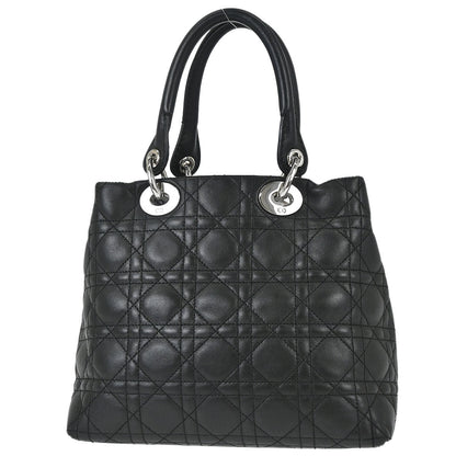 Christian Dior Black Lambskin Lady Dior Cannage Tote Handbag