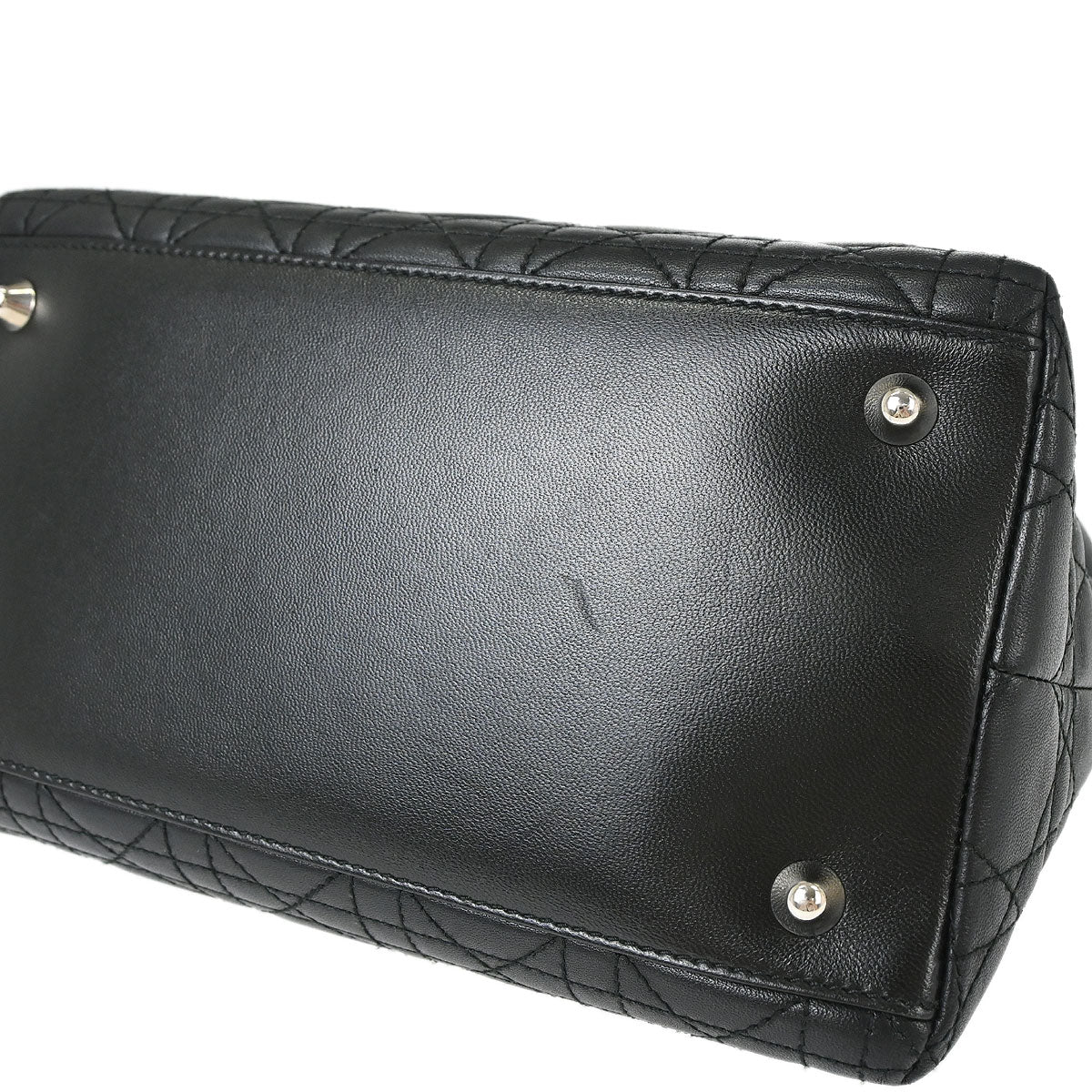 Christian Dior Black Lambskin Lady Dior Cannage Tote Handbag