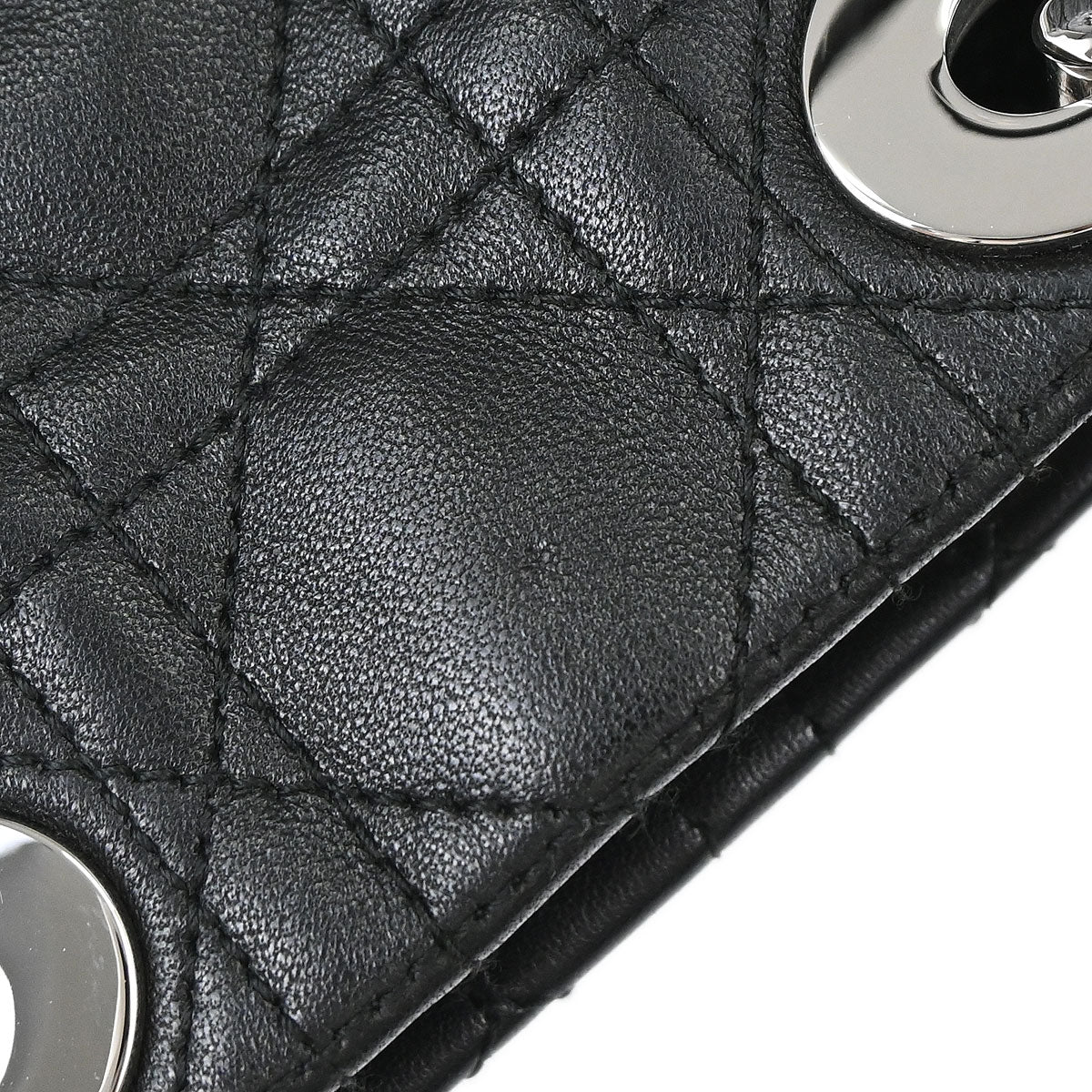 Christian Dior Black Lambskin Lady Dior Cannage Tote Handbag