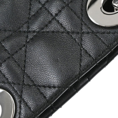 Christian Dior Black Lambskin Lady Dior Cannage Tote Handbag