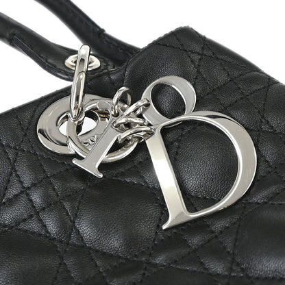 Christian Dior Black Lambskin Lady Dior Cannage Tote Handbag