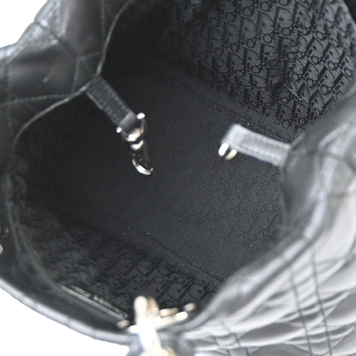 Christian Dior Black Lambskin Lady Dior Cannage Tote Handbag