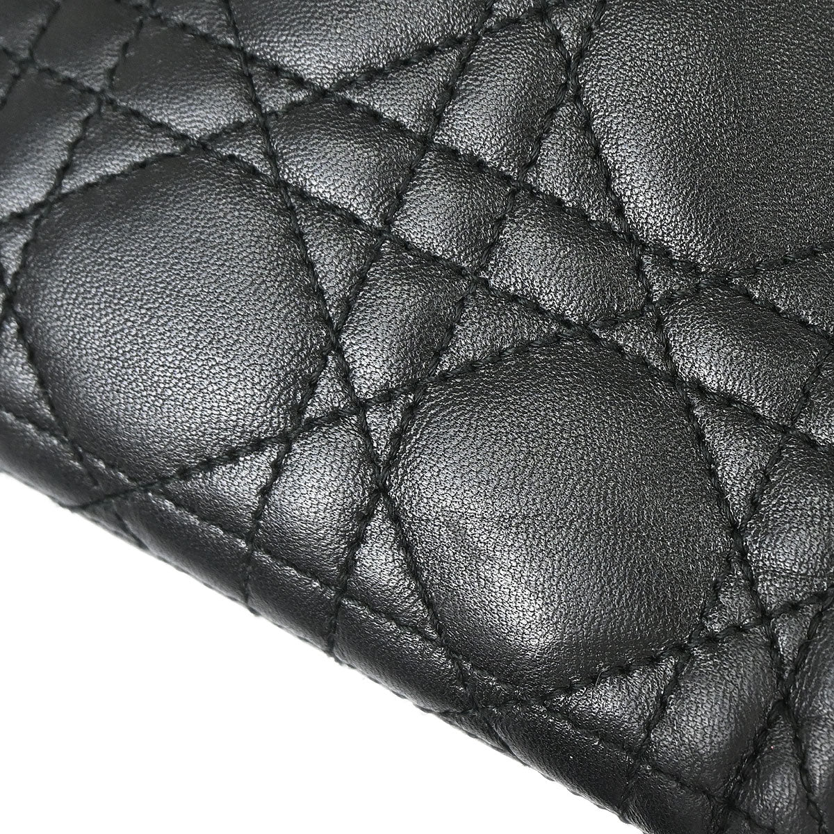 Christian Dior Black Lambskin Lady Dior Cannage Tote Handbag