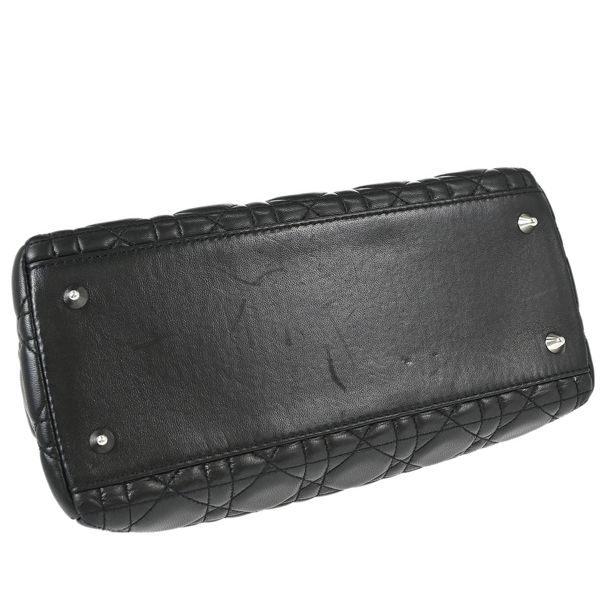 Christian Dior Black Lambskin Medium Lady Dior Cannage 2way Shoulder Handbag
