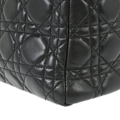 Christian Dior Black Lambskin Medium Lady Dior Cannage 2way Shoulder Handbag
