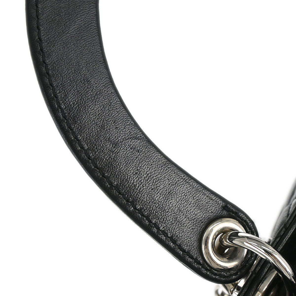 Christian Dior Black Lambskin Medium Lady Dior Cannage 2way Shoulder Handbag